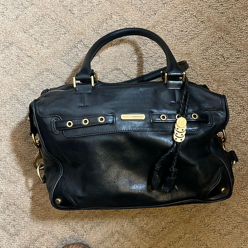 Rebecca Minkoff Black Leather Satchel | Pre-Loved | Wear on Handles